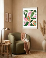 The Inseparable V.02, Nature Botanical Plants, Blush Leaves Modern Bohemian, Pastel Illustration Garden framed in a tender room thumbnail