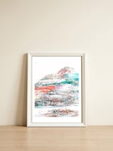 The Snow Mountain, Abstract Nature Digital Painting, Scandinavian Landscape Winter Travel — framed, leaning against the wall thumbnail