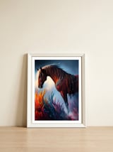 Elegant Prismatic Arabian Horse Digital Art — framed, leaning against the wall thumbnail