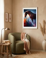 Elegant Prismatic Arabian Horse Digital Art framed in a tender room thumbnail