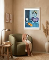 Blue Coffee Time framed in a tender room thumbnail