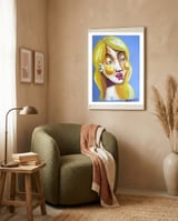 Blond Girl looking left framed in a tender room thumbnail