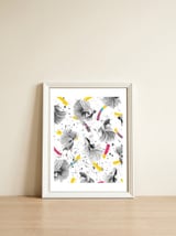 Fish & Chips, Eclectic Quirky Vintage British, French Fries Food Boho Illustration Graphic — framed, leaning against the wall thumbnail