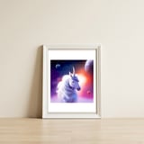 Space Unicorn, Fantasy Surrealism Sci-fi, Animals Horse Planets Digital, Moon Stars — framed, leaning against the wall thumbnail