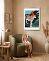The Cheetah, Tropical Jungle Animals, Mystery Wild Cat, Wildlife Forest Vintage Nature Painting framed in a tender room thumbnail