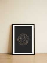 gold-flowers-on-black-1 — framed, leaning against the wall thumbnail