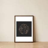 gold-flowers-on-black-square-1 — framed, leaning against the wall thumbnail