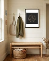 gold-flowers-on-black-square-1 framed in a relaxed room thumbnail