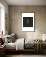 gold-flowers-on-black-square-fynbos-florals-botanicals-2 framed in a grounding room thumbnail