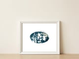 Indigo Blue Botanical Leaves No. 6 — framed, leaning against the wall thumbnail