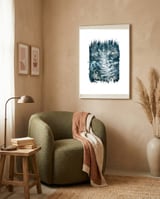 Indigo Blue Botanical Leaves No. 11 framed in a tender room thumbnail