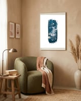 Indigo Blue Botanical Leaves No. 17 framed in a tender room thumbnail