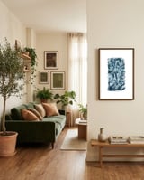 wild-flowers-on-blue-1 framed in a grounding room thumbnail