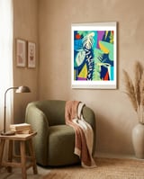 Tropical Wilderness, Abstract Botanical Jungle Plants, Pop of Color Eclectic Shapes Nature framed in a tender room thumbnail