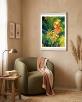 Daydreamer, Coming of Age Monkey Tropical Jungle Plants, Wildlife Botanical Nature Forest Bohemian Animals framed in a tender room thumbnail