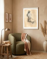 Nude beautiful girl from the back framed in a tender room thumbnail