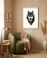 Wicked Soul, Werewolf Wolf Wild Animals Sketch, Wildlife Drawing Line Art, Wild Eclectic Dark Moon framed in a tender room thumbnail