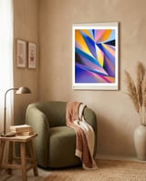 Painted Thoughts, Abstract Geometric Painting, Eclectic Maximalist Bohemian Shapes framed in a tender room thumbnail
