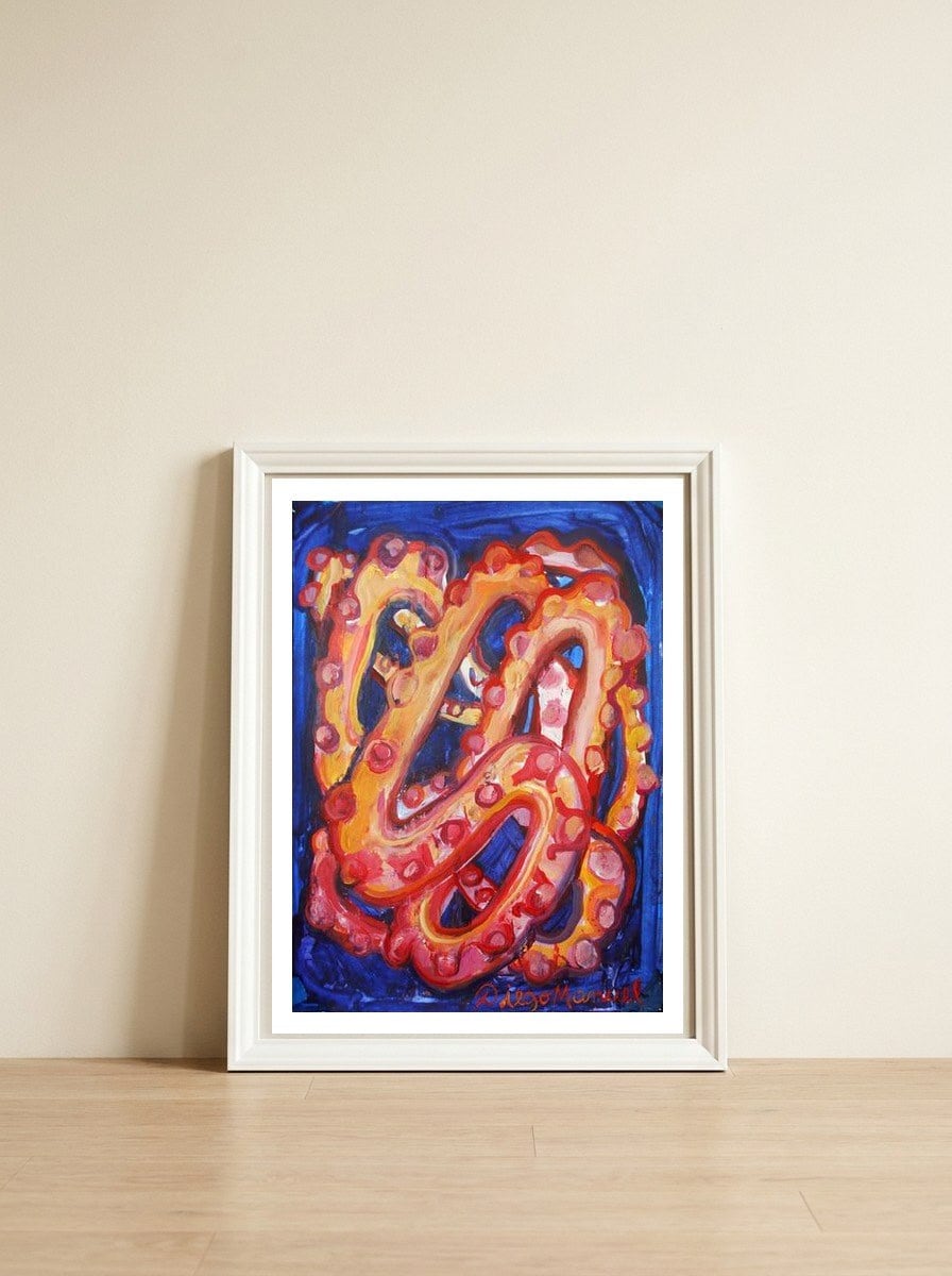 Pulpo 2 — framed, leaning against the wall