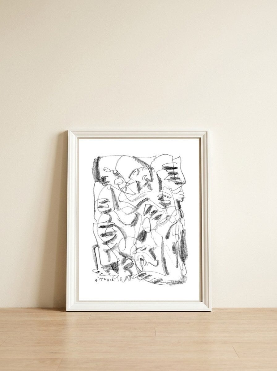 Out of the Shadows - b&w — framed, leaning against the wall