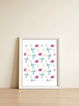 Blue Bird Pattern — framed, leaning against the wall thumbnail