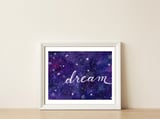 Watercolor inspirational dream galaxy — framed, leaning against the wall thumbnail