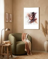 side-view-asian-warrior-woman-portrait-1 framed in a tender room thumbnail