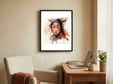 watercolor-asian-warrior-woman-portrait-1 framed in a focused room thumbnail