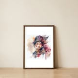 soft-gaze-asian-warrior-woman-portrait — framed, leaning against the wall thumbnail