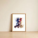 vivid-watercolor-african-warrior-portrait — framed, leaning against the wall thumbnail