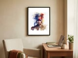 vivid-watercolor-african-warrior-portrait framed in a focused room thumbnail