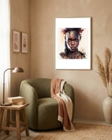 watercolor-african-warrior-woman-portrait framed in a tender room thumbnail