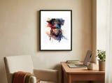 fierce-watercolor-african-warrior-portrait framed in a focused room thumbnail