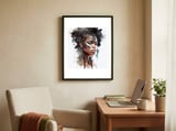 stormy-watercolor-african-warrior-portrait framed in a focused room thumbnail