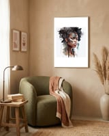 stormy-watercolor-african-warrior-portrait framed in a tender room thumbnail