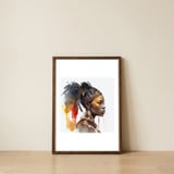 watercolor-african-warrior-side-portrait — framed, leaning against the wall thumbnail