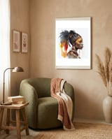watercolor-african-warrior-side-portrait framed in a tender room thumbnail