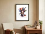 butterfly-crown-african-woman-portrait framed in a focused room thumbnail