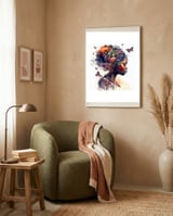 Watercolor Butterfly African Woman #9 framed in a tender room thumbnail