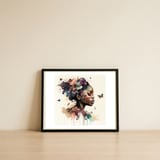butterfly-african-woman-floral-headpiece — framed, leaning against the wall thumbnail