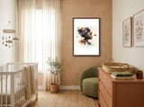 butterfly-african-woman-floral-headpiece framed in a tender room thumbnail