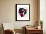 watercolor-carnival-black-mask-portrait framed in a focused room thumbnail