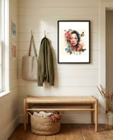 watercolor-asian-floral-butterfly-muse framed in a relaxed room thumbnail