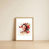 watercolor-asian-scarlet-butterflies — framed, leaning against the wall thumbnail