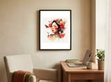 watercolor-asian-scarlet-butterflies framed in a focused room thumbnail