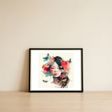 watercolor-asian-blooming-butterflies — framed, leaning against the wall thumbnail