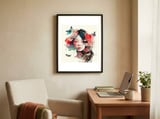 watercolor-asian-blooming-butterflies framed in a focused room thumbnail