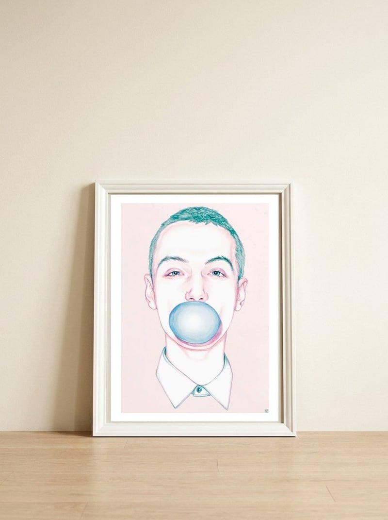 Bubble Boy — framed, leaning against the wall