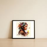 floral-native-warrior-woman-autumn-colors — framed, leaning against the wall thumbnail