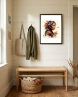 floral-native-warrior-woman-autumn-colors framed in a relaxed room thumbnail